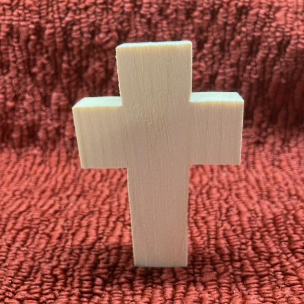 wood cross 4" tall, 2 3/4" wide, 3/4" thick