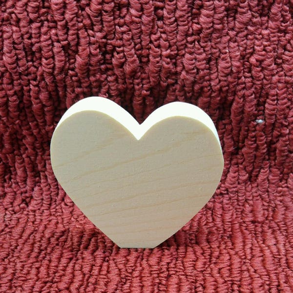 wood heart with flat bottom  3" tall, 3 1/2" wide,  3/4" thick