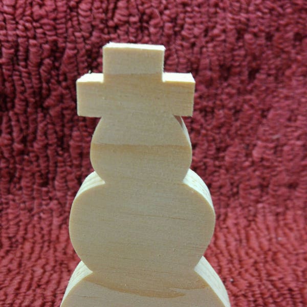 wood snowman 4 1/2" tall, 2 1/2" wide, 3/4" thick