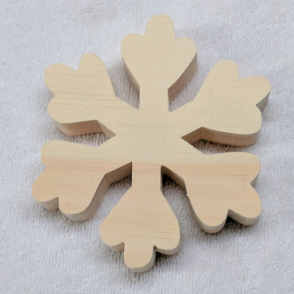 wood snow flake, 4 1/2" tall, 4 1/2" wide, 3/4" thick