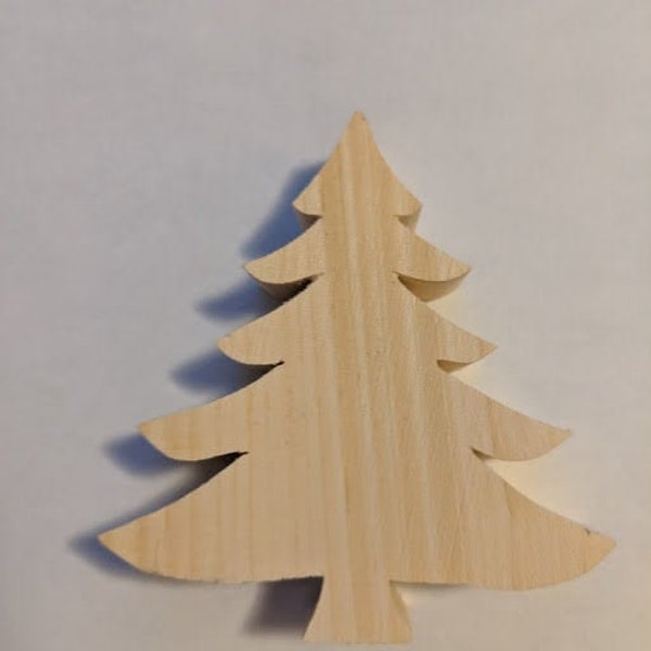 wood Christmas tree, 3" tall, 3" wide, 3/4" thick