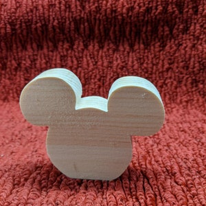 wood mouse face, 3" tall, 3 1/2" wide, 3/4" thick