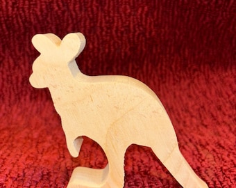 wood kangaroo 4 1/2" tall,  4" wide, 3/4" thick