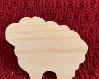 Hand Cut Wooden Sheep: Craft or Party Decor 3" tall, 4 3/4" wide