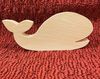 wood whale 3" tall, 6 3/4" wide,