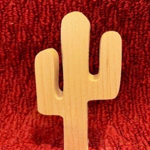 Hand Cut Wood Cactus: Craft DIY Decor (4 3/4&quot; Tall)