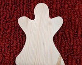 wood ghost, 3 3 4 quot tall, 2 1 2 quot wide, 3 4 quot thick