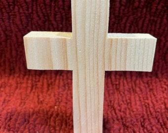 wood 5 inch cross, 5" tall, 3 1/2" wide, 3/4" thick