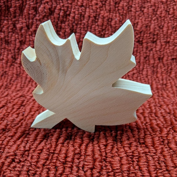 wood leaf, 4" tall, 4" wide, 3/4" thick