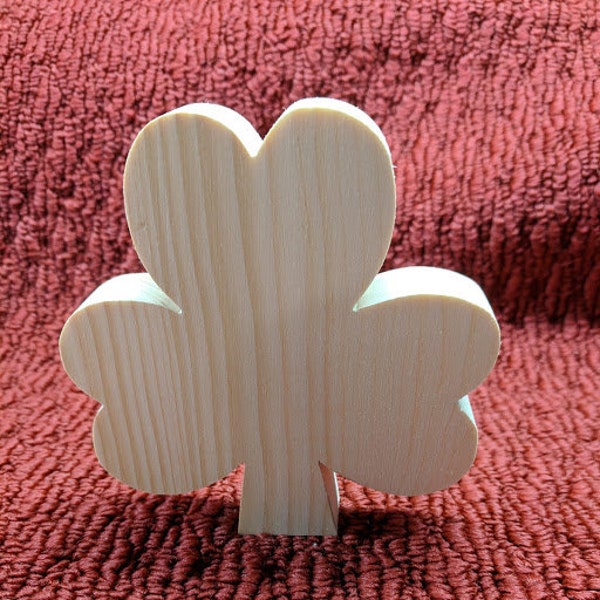 wood shamrock, 4 1/2" tall, 4 1/2" wide, 3/4" thick