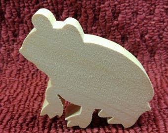 Hand cut wood frog 3" tall, 4" wide, 3/4" thick
