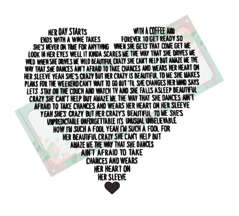 Crazy Beautiful Lyrics by Luke Combs Digital Cut File svg