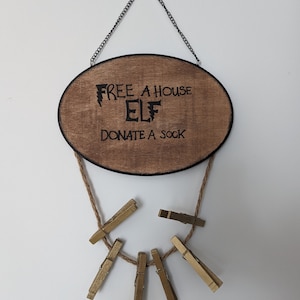Free a House Elf - Donate a Sock: Wooden poster