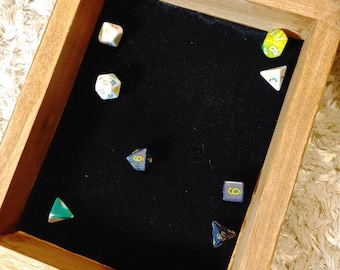 Artisanal Dice Trays for players of board games, roleplaying games and other tabletop games.