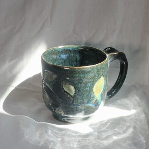 Green Leaf Stoneware Mug