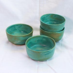 Matte Green Stoneware Bowls - Individuals OR Set of 4