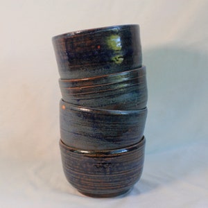 Matte Blue Stoneware Bowls - Individuals OR Set of 4