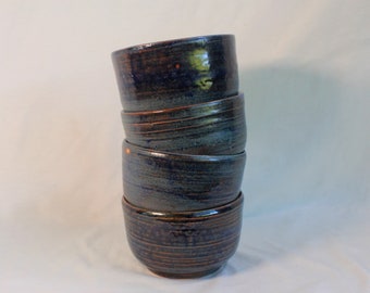 Matte Blue Stoneware Bowls - Individuals OR Set of 4