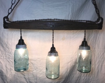 Horse Yoke Mason Jar Chandelier