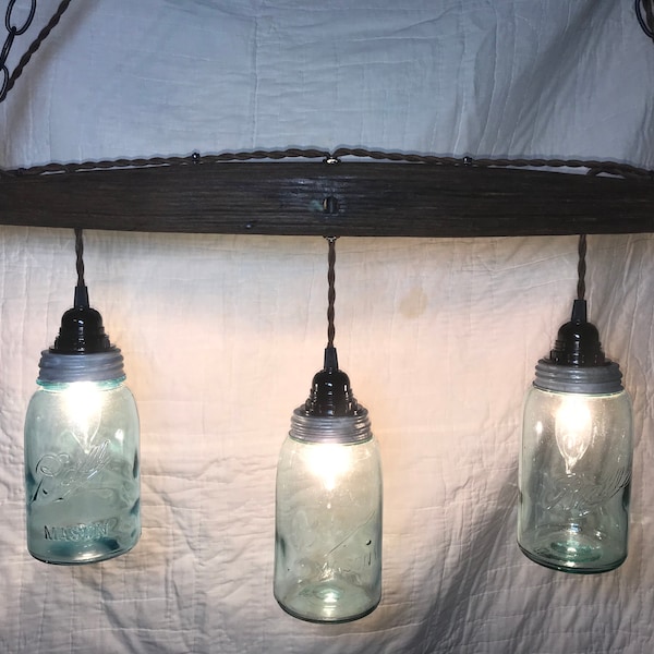 Horse Yoke Mason Jar Chandelier