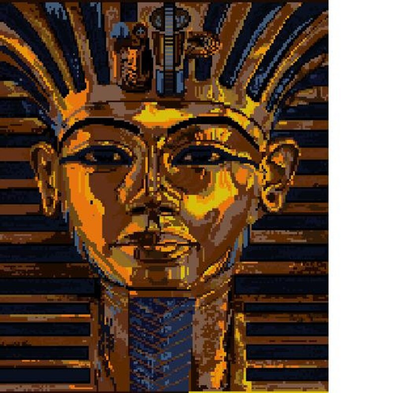 King tutankhamun mask pharoah cross stitch needlepoint chart | Etsy