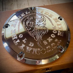 Hand Engraved Harley Derby Cover | “Ride with the Angel” | 5-Hole Twin Cam | USA Made