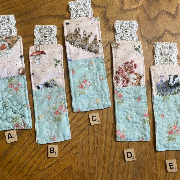 Sweet Forest animal hand quilted bookmark