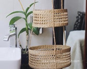 Seagrass Hanging fruit 3-tiers basket, planter, container, natural weave basket, Storage woven weaving basket in kitchen Decor Holder