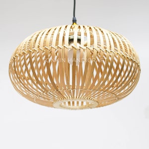 Bamboo Rattan lampshade light pendant, Handicraft, handmade shop display decoration rustic gift, Minimal Design,Home decor Sam, Housewarming
