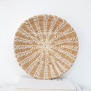 Basket Wall Decor Handmade Wall decorationHand Woven Seagrass Round Decorative Bowl, Fruit Boho Storage, Woven Wicker Natural Basket