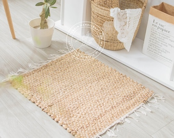 Hand Woven Natural Rectangle Door Mat, Natural Weave Wicker Sea