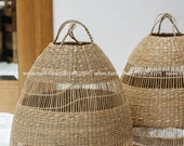 Round Seagrass Rattan lampshade light pendant,Handicraft,handmade shop display decoration rustic gift, housewarming gift,Home decoration