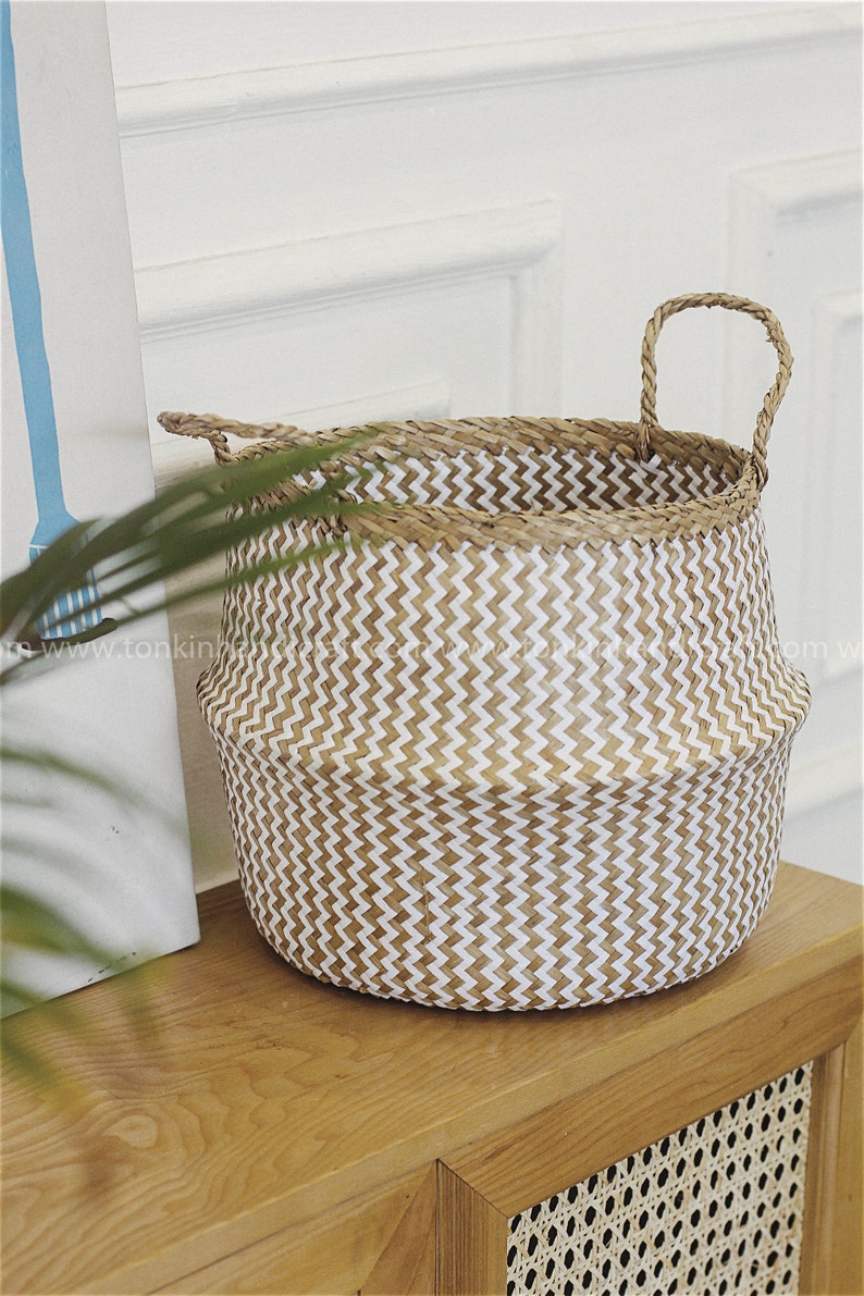 Seagrass Belly Basket Handmade Basket Natural Weave Basket Etsy