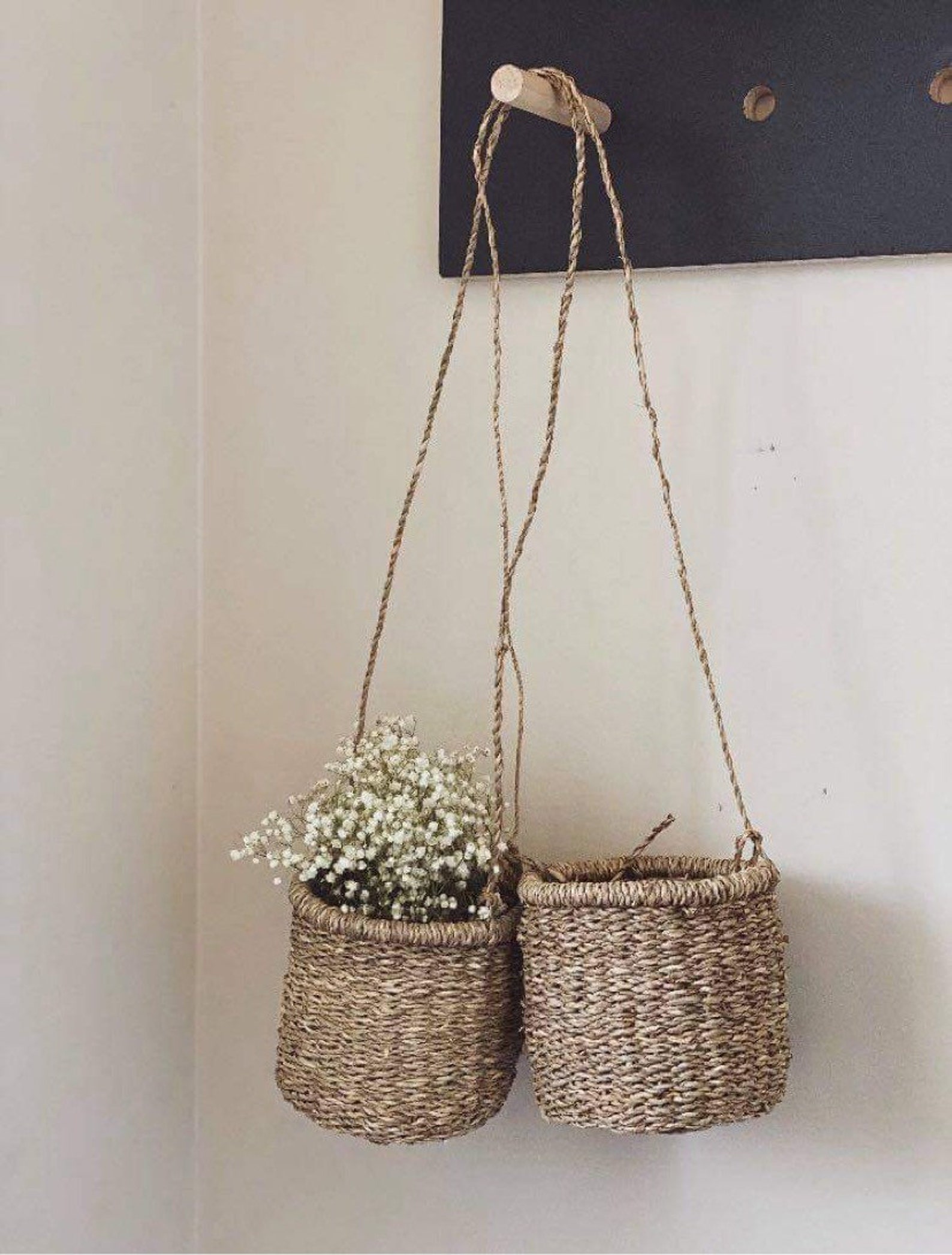 Seagrass Basket Hanging Fruit Basket Planter Container Etsy