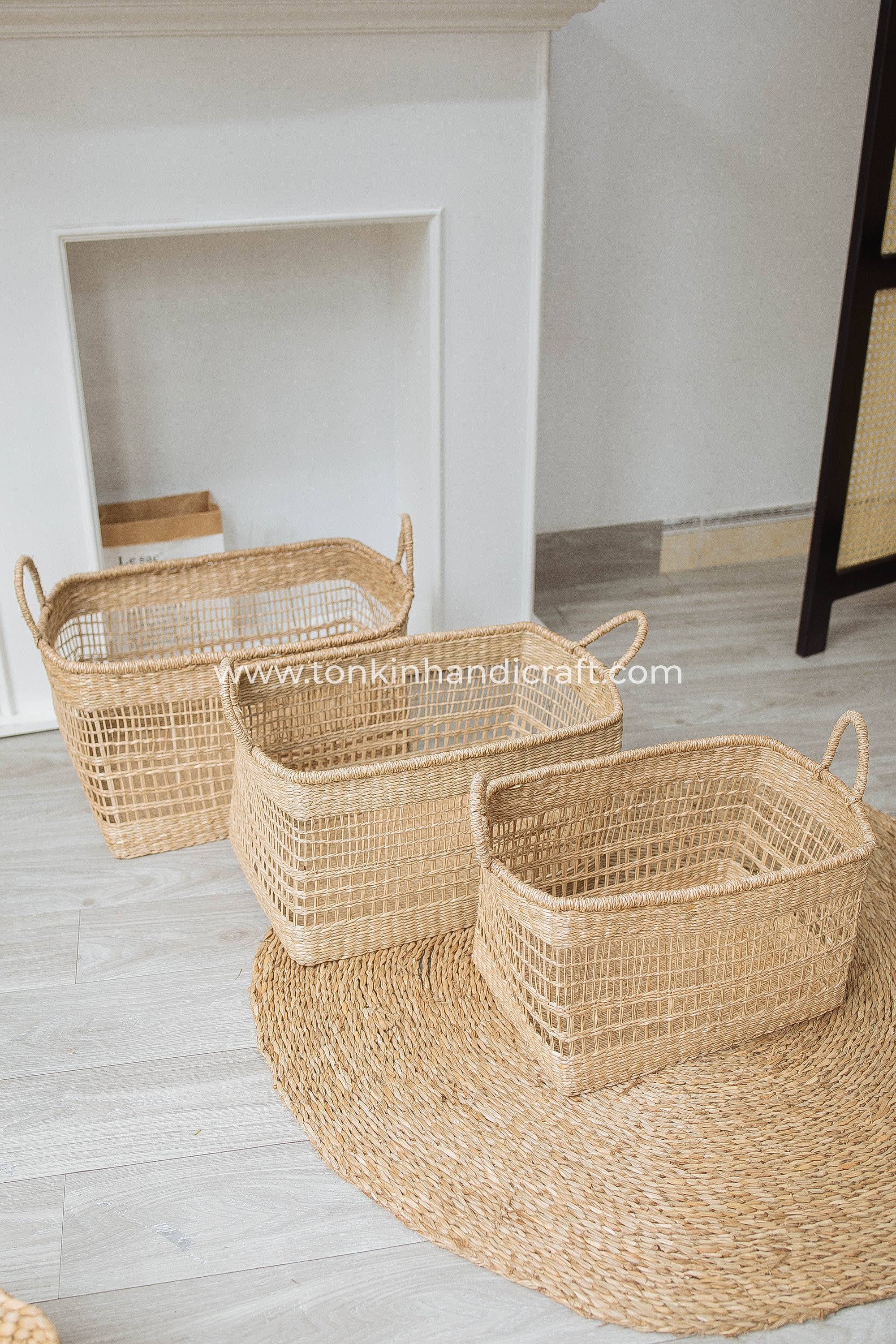 Floppy Rectangular Seagrass Baskets, Natural Weave Basket