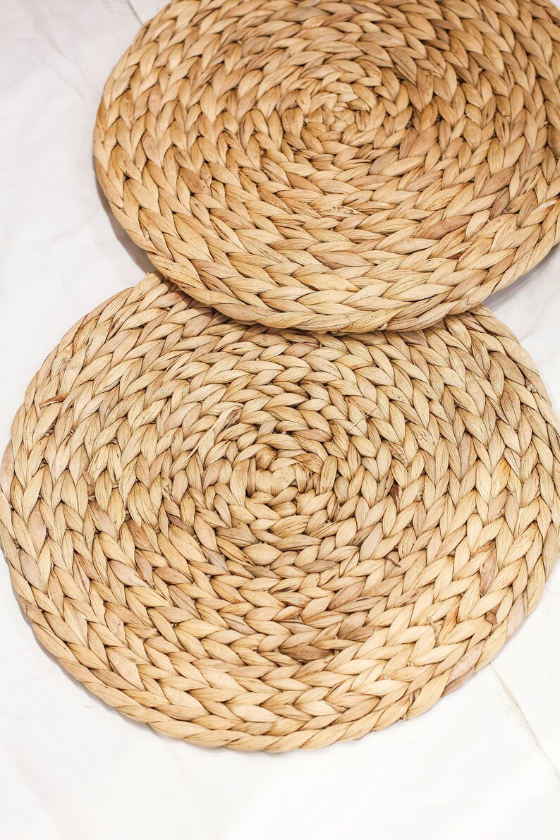 Set of 2 Placemats Round Wicker Placemat Woven Table Pads Etsy