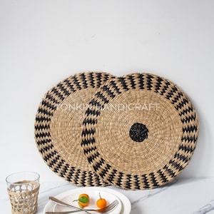 2er-Set Tischsets aus Korbgeflecht, gewebte Tischsets, Tischdekoration, Vintage Stroh Tischsets, Boho Natural StrawMat Geschirr