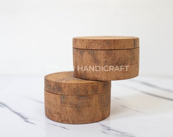 Round Cinnamon Bark Boxes,Spice Jar Holder with lid, Cinnamon Canister, Cinnamon Jar for Bathroom Kitchen container holder box