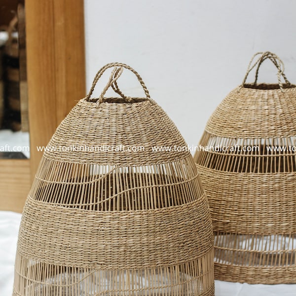 Seagrass lampshade rattan pendant light, Handicraft,handmade shop display decoration rustic gift, housewarming gift,Home decoration,