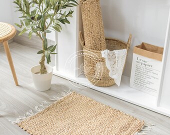 Hand Woven Natural Rectangle Door Mat, Natural Weave Wicker Sea