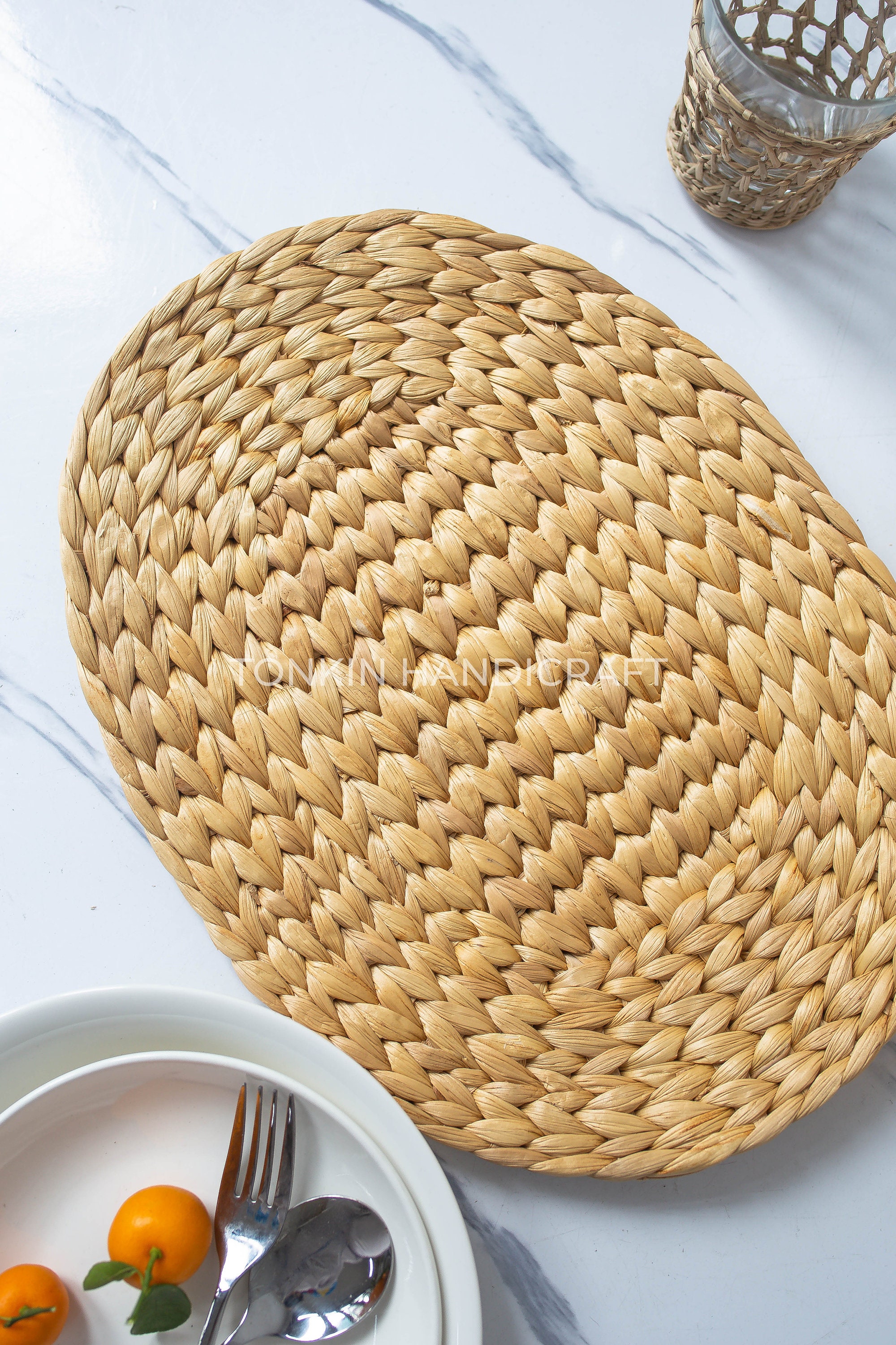 Set of 2 Placemats Oval Wicker Placemat, Woven Table Pads, Table  display picture 1