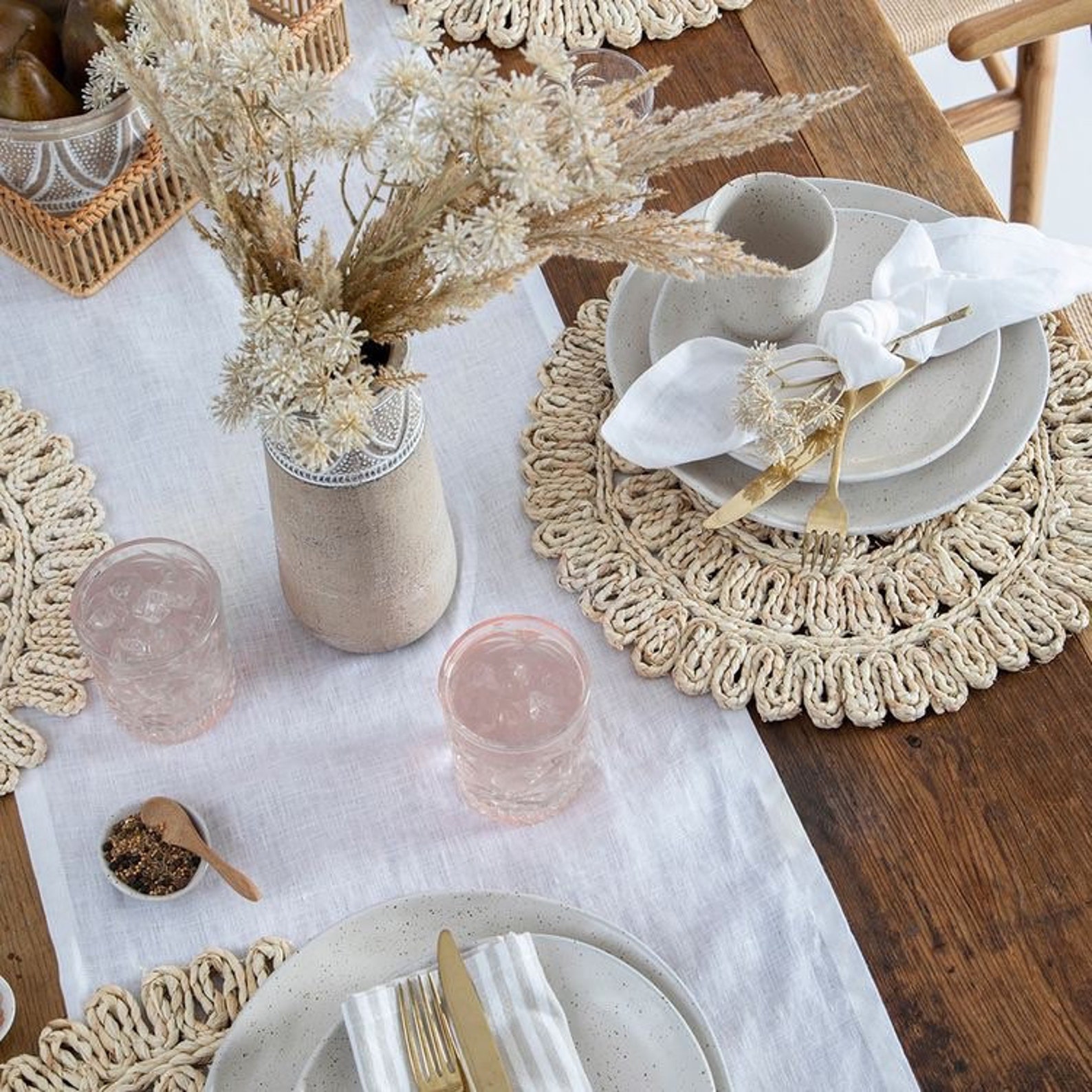 Set of 2 14.9 Placemats Round Wicker Placemat Woven Etsy