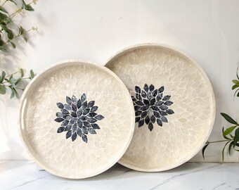 Plateaux Service PEMAR 2 Pièces - Bambou Nacre Blanc Design