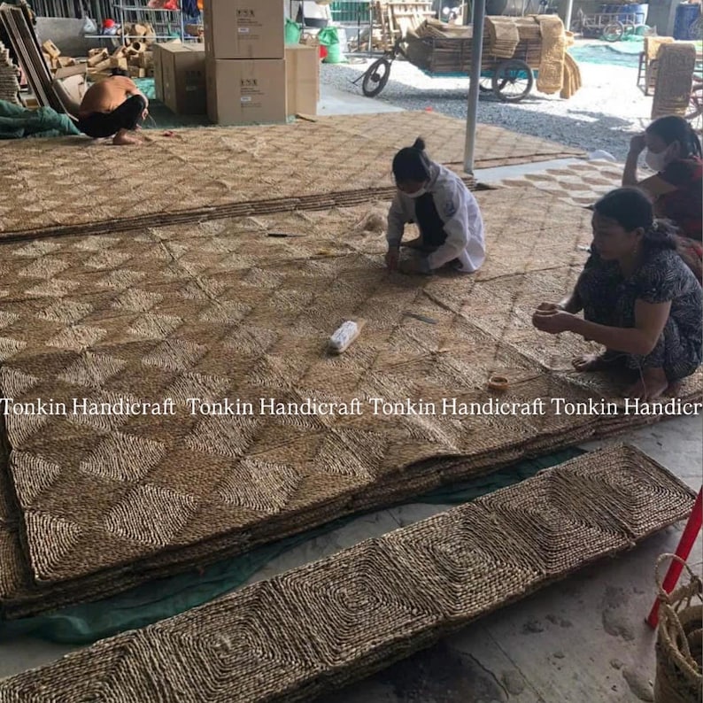 Customized Seagrass Rug Carpet,Cottage Style Farmhouse Home Gift, Vintage Handmade Natural Straw Rug Rush, Runner Mat Rug, Seagrass Area Rug image 2