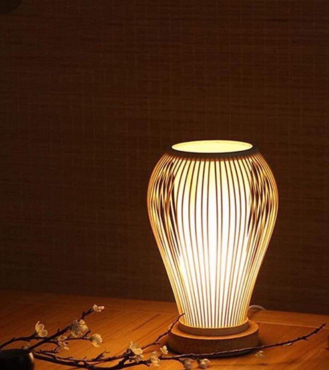 Zen Living room lamp bedroom bedside lamp minimalist bamboo Etsy