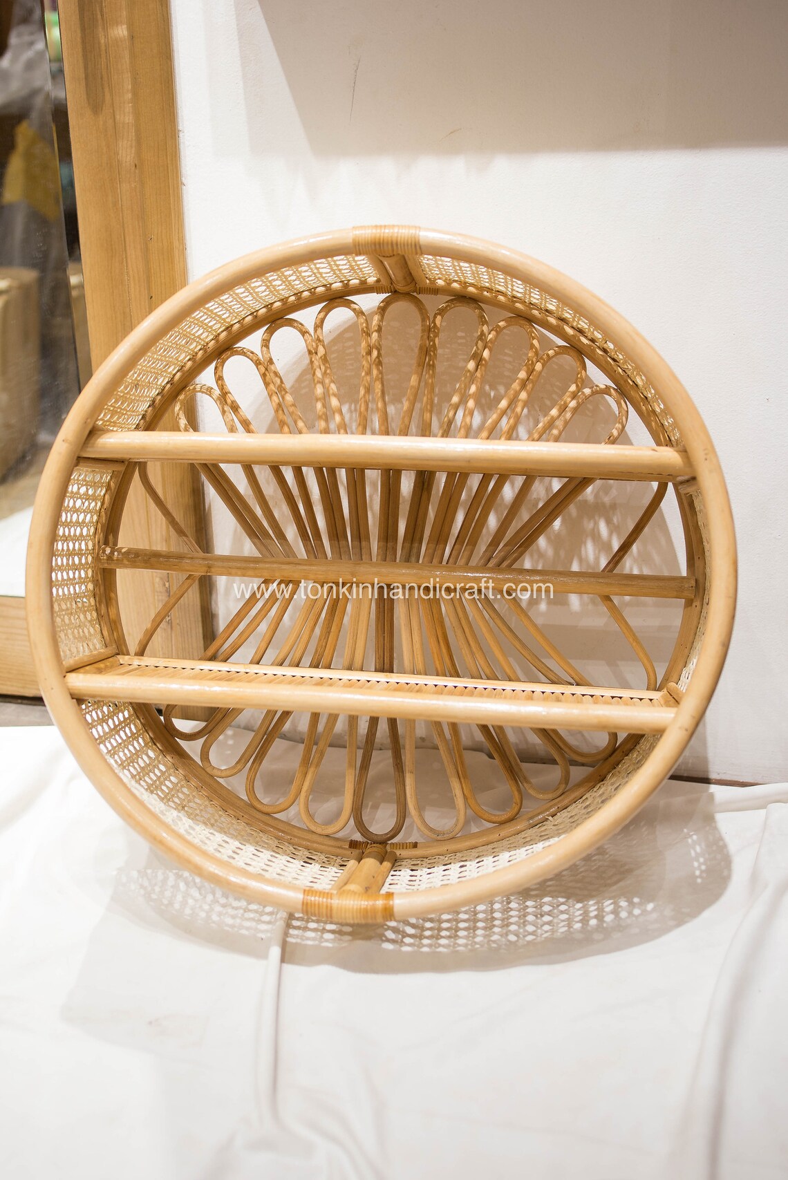 Rattan Cane BookShelf Wall hanging Storage woven shelf in Etsy