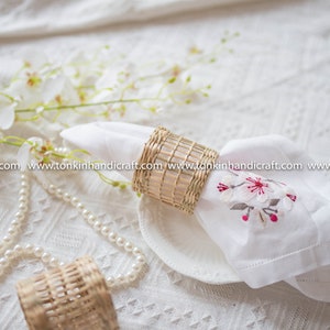 6er-Set Serviettenringe, gewebter Seegras-Serviettenring, rustikale Tischdekoration, Boho-Serviettenringe, natürlicher Serviettenhalter aus Korbgeflecht, Einweihungsgeschenk