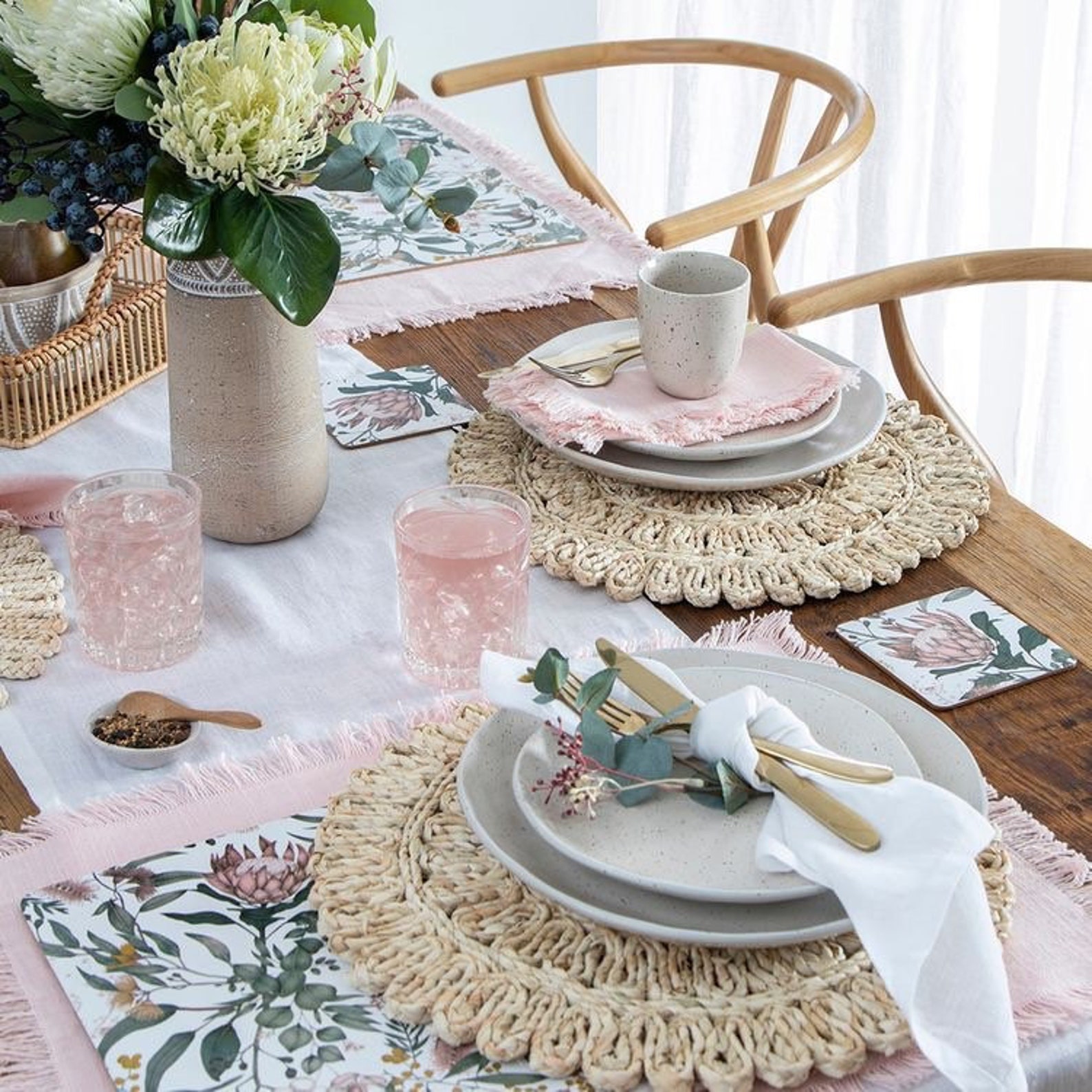 Set of 2 14.9 Placemats Round Wicker Placemat Woven Etsy
