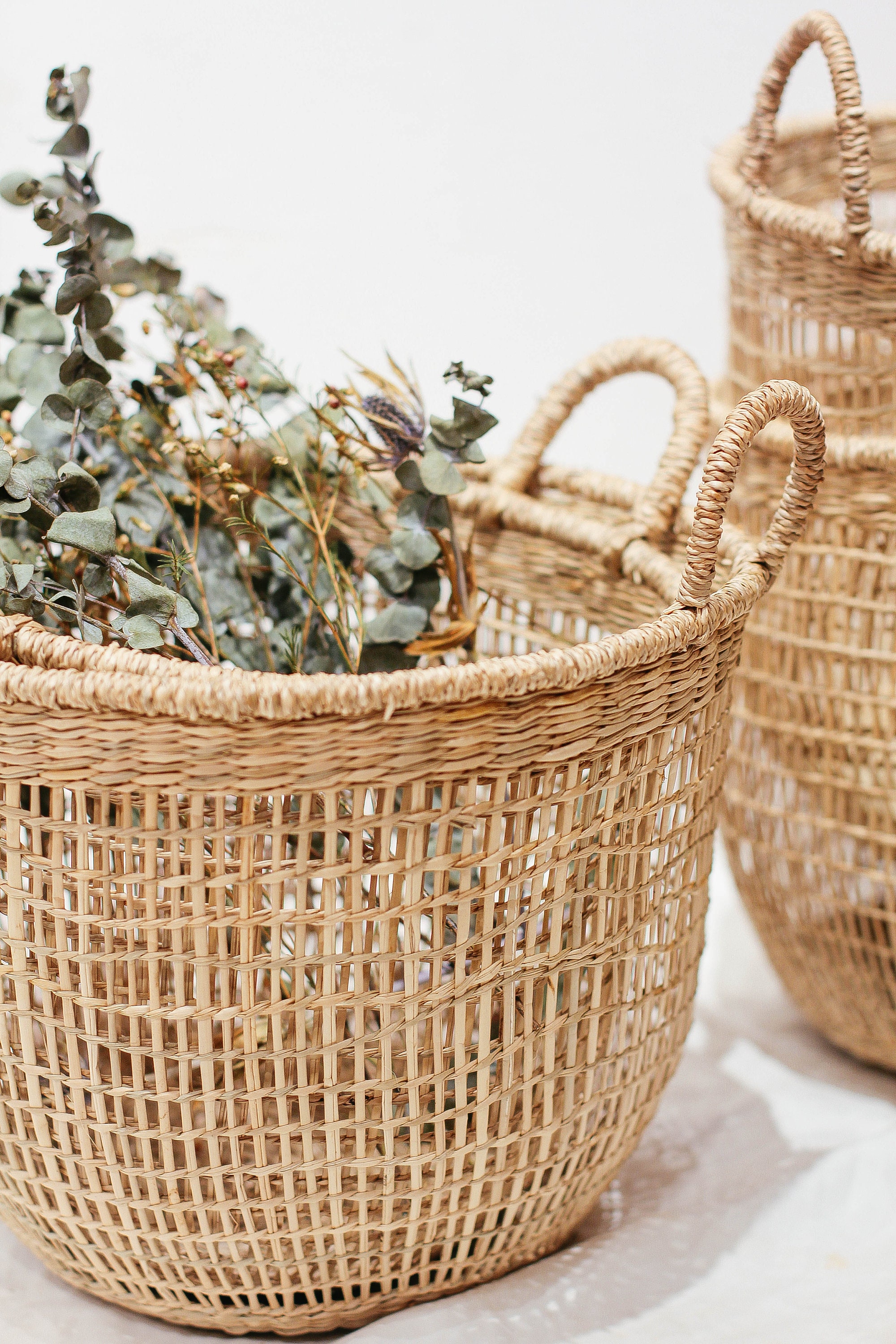 Natural Seaweed Hand-woven Basket, Vintage Basket With Lid