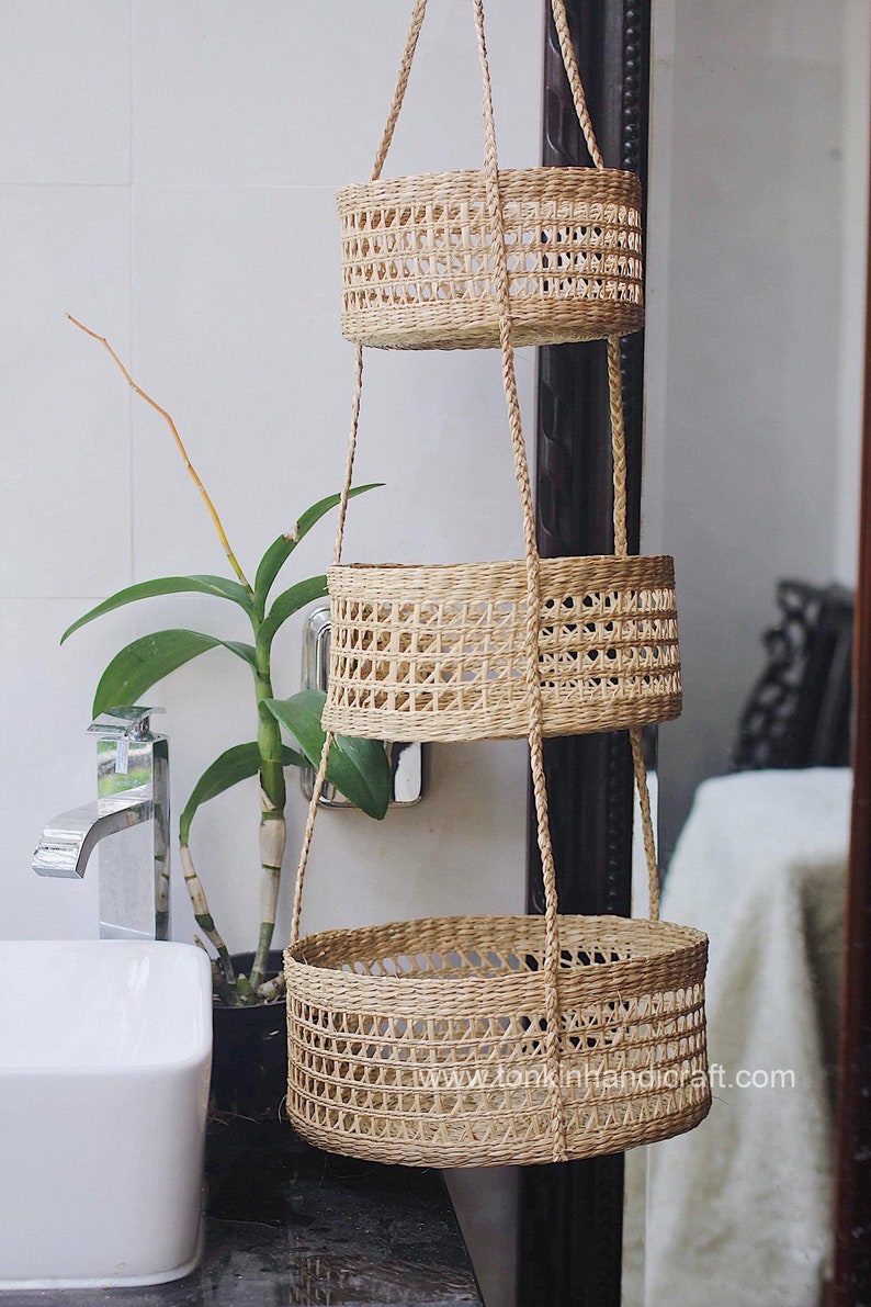 Seagrass Hanging Fruit 3tiers Basket Planter Container Etsy